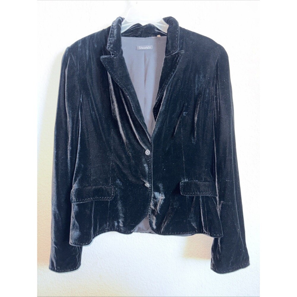 Tahari Velvet Silk Blazer Jacket Snap Fairygoth Burnout Sexy witchy L Vintage